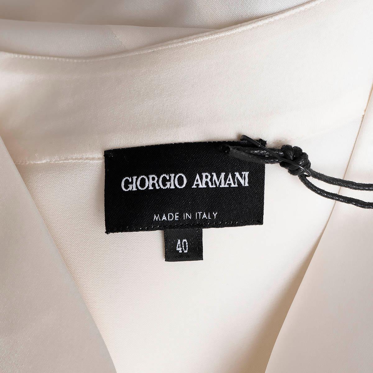 GIORGIO ARMANI cream silk 2018 BIBBED TUXEDO Shirt 40 S For Sale 2