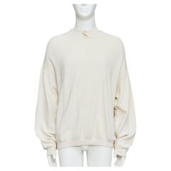 GIORGIO ARMANI cremefarbener langärmeliger Pullover aus Wollmischung mit Knopfverschluss