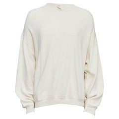 GIORGIO ARMANI cream wool blend button neck long sleeve sweater