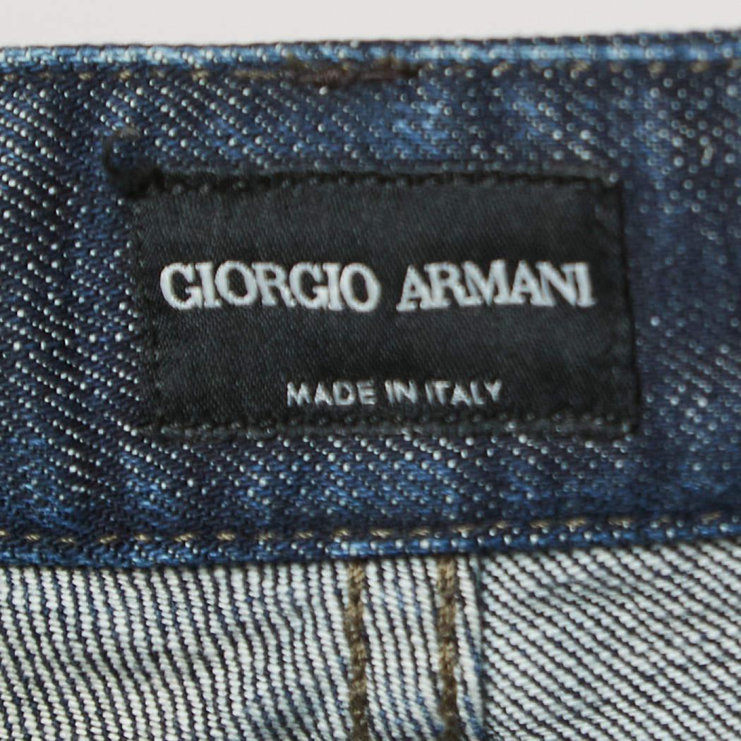 Black Giorgio Armani Dark Blue Denim Straight Fit Jeans 3XL Waist 38