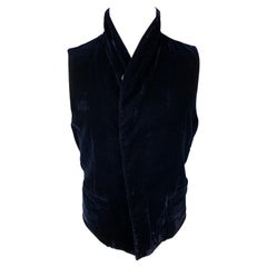 GIORGIO ARMANI Dark Blue Velvet Viscose Blend Waistcoat Vest
