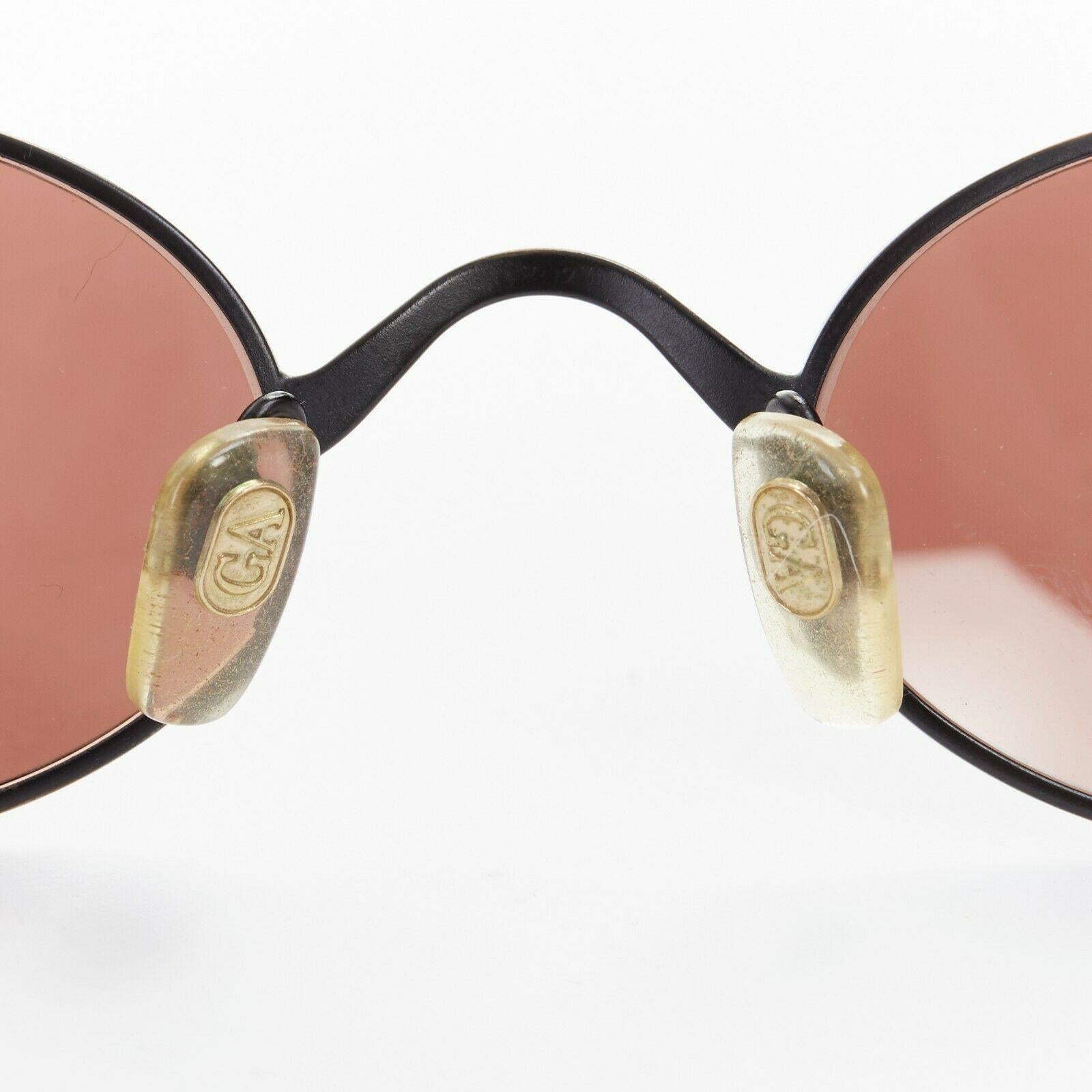 Women's GIORGIO ARMANI dark brown lens metal frame 90's style tiny sunglasses