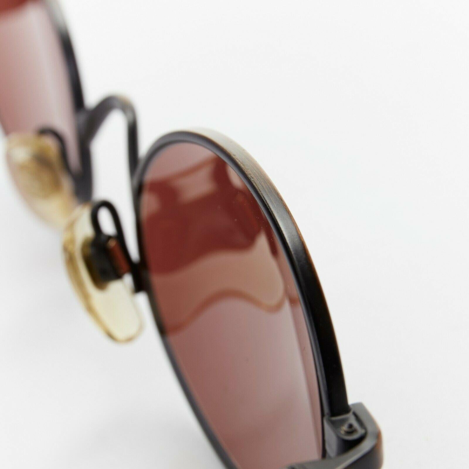 GIORGIO ARMANI dark brown lens metal frame 90's style tiny sunglasses 2