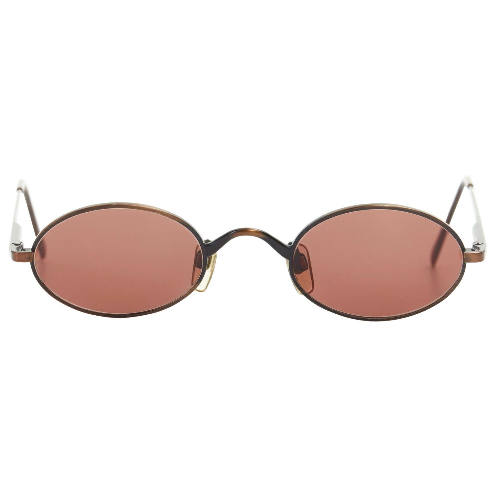 GIORGIO ARMANI dark brown lens metal frame 90's style tiny sunglasses