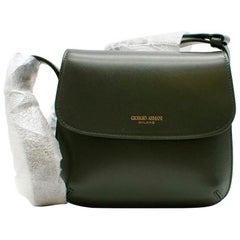  Giorgio Armani Dark Green Logo-Stamp Shoulder Bag 