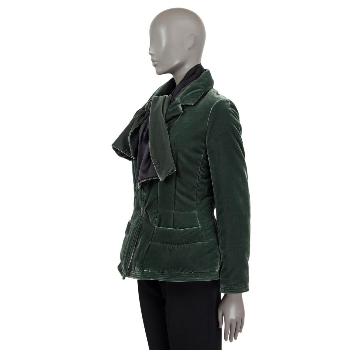 Black GIORGIO ARMANI dark green QUILTED VELVET Jacket 42 M + SCARF For Sale