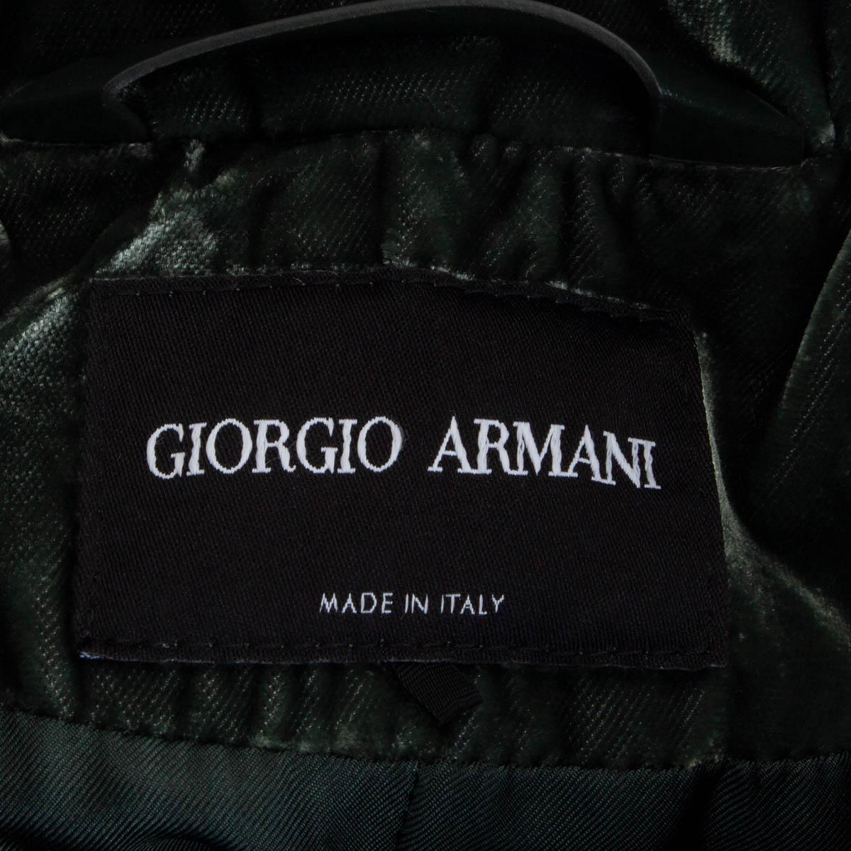 GIORGIO ARMANI dark green QUILTED VELVET Jacket 42 M + SCARF For Sale 1