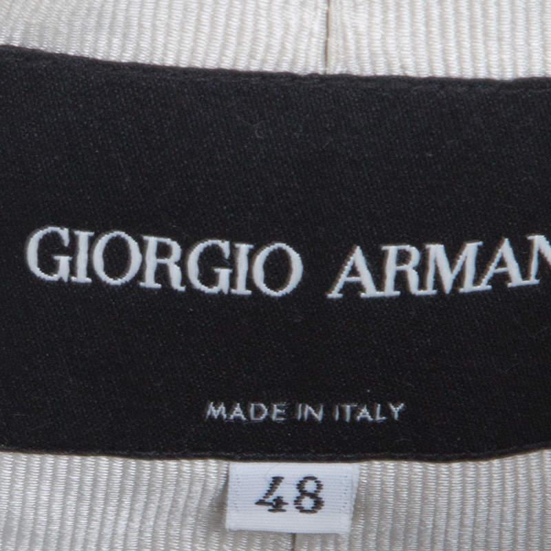 Giorgio Armani Dark Grey Dotted Jacquard Short Sleeve Zip Front Jacket L For Sale 1