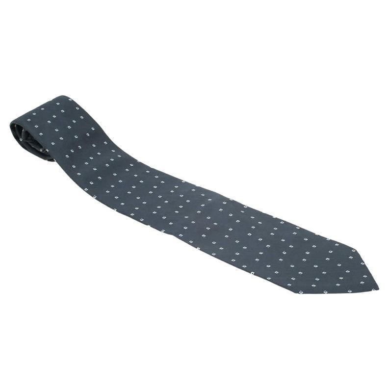 Giorgio Armani Dark Grey Printed Silk Tie For Sale