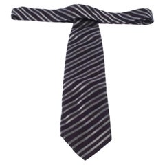 Giorgio Armani Dark Purple Diagonal Stripes Silk Jacquard Traditional Tie