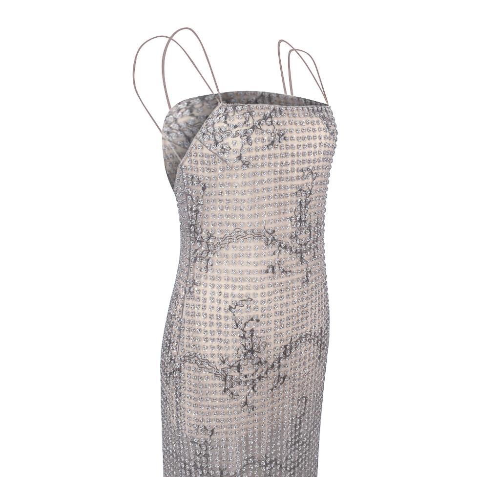 Giorgio Armani Giorgio Armani Kleid Perlen Fleurette auf Tüll Formal Kleid 40 / 6 Neu im Zustand „Hervorragend“ im Angebot in Miami, FL