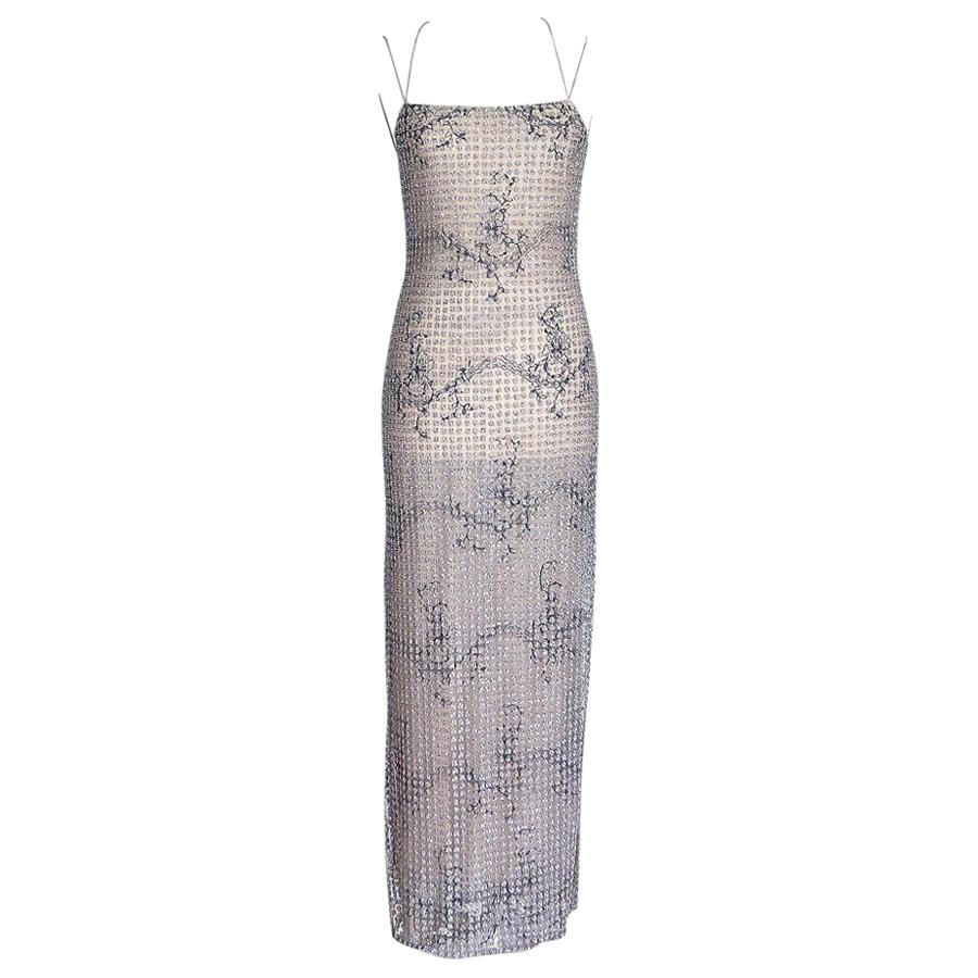 Giorgio Armani Dress Beaded Fleurette on Tulle Formal Gown 40 / 6 New