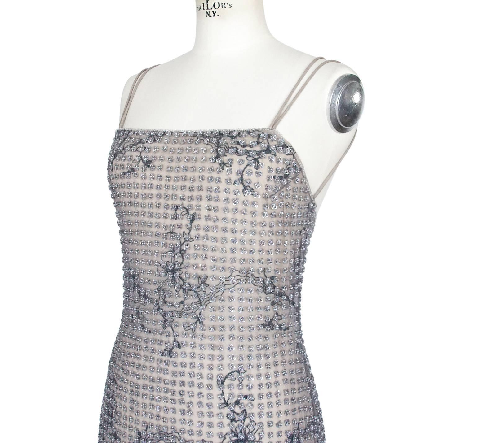 Giorgio Armani Giorgio Armani Kleid Perlen Fleurette auf Tüll Formal Kleid 40 / 6 Neu im Angebot 4