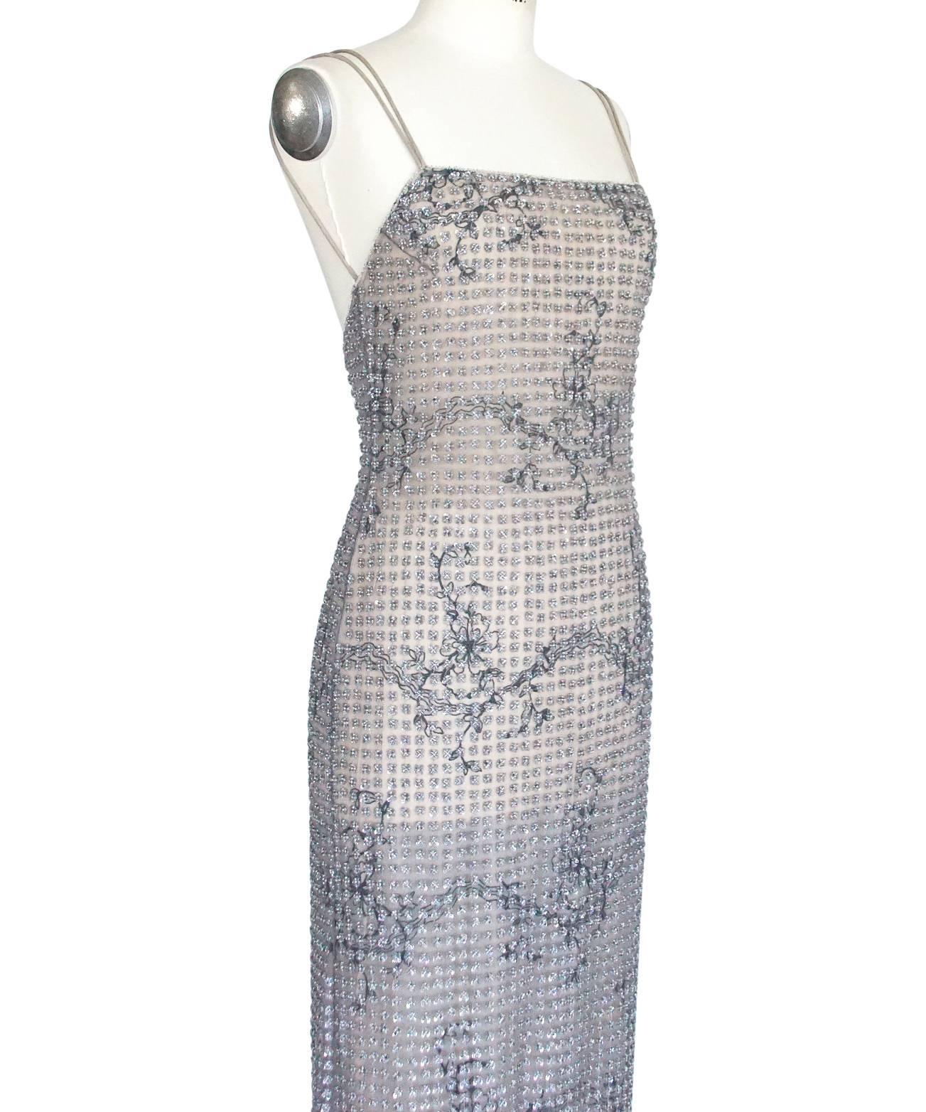 Giorgio Armani Giorgio Armani Kleid Perlen Fleurette auf Tüll Formal Kleid 40 / 6 Neu im Angebot 2
