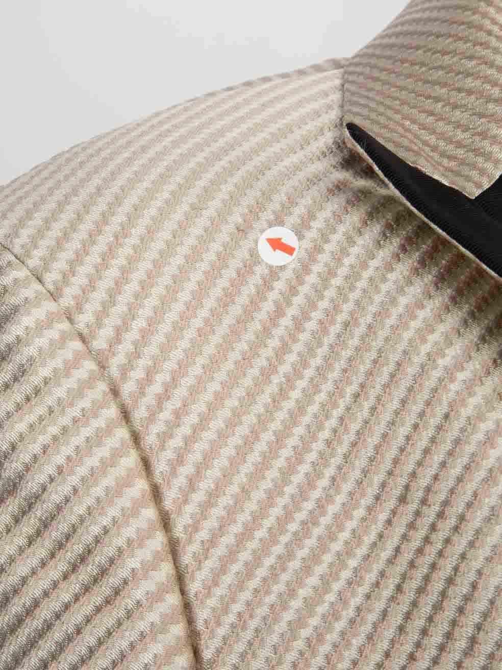 Women's Giorgio Armani Ecru Jacquard Striped Blazer Size XXXL For Sale