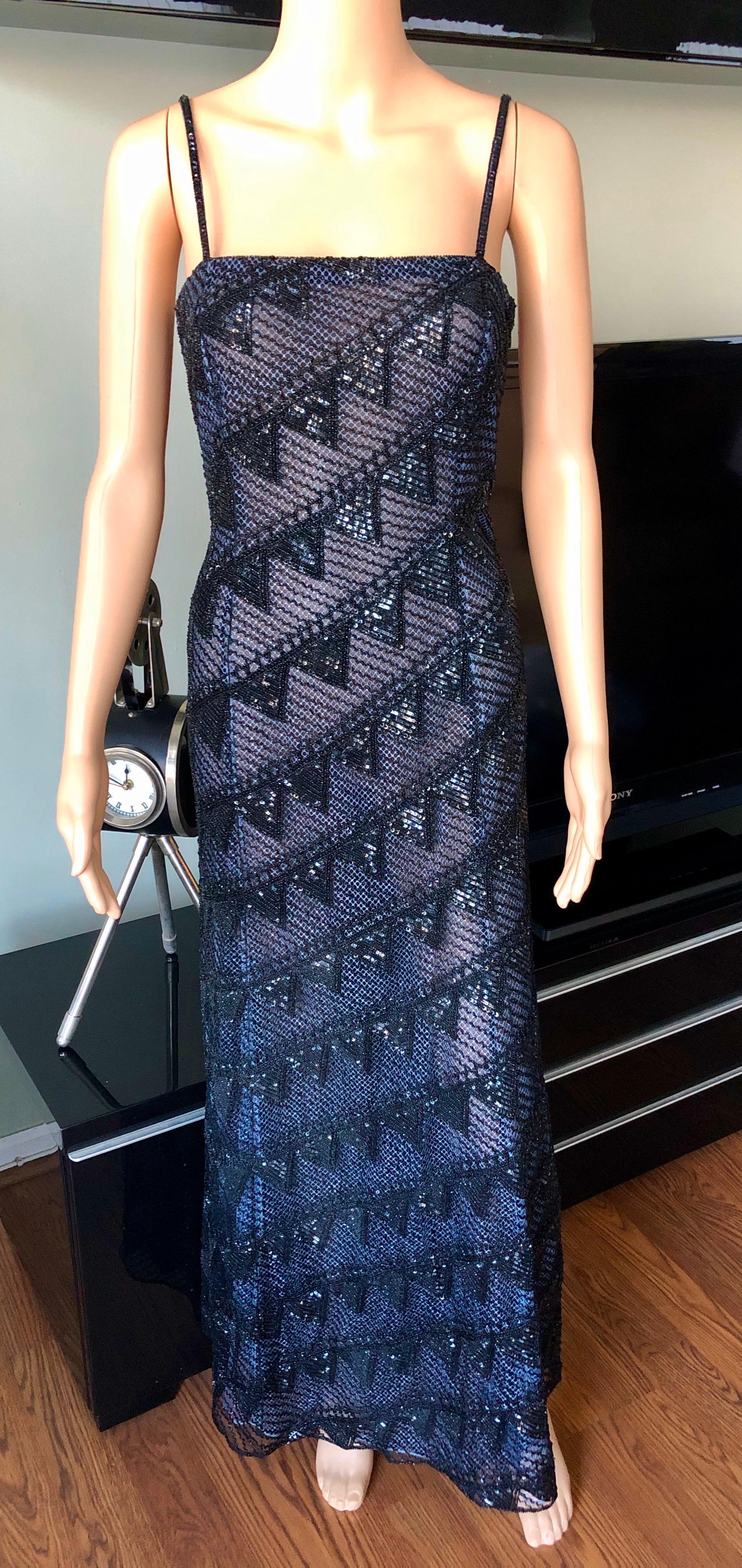 Giorgio Armani F/W 1999 Runway Vintage Embellished Sheer Mesh Black Dress Gown IT 42

Excellent Condition

Please see below the approximate measurements: 
Chest: 32