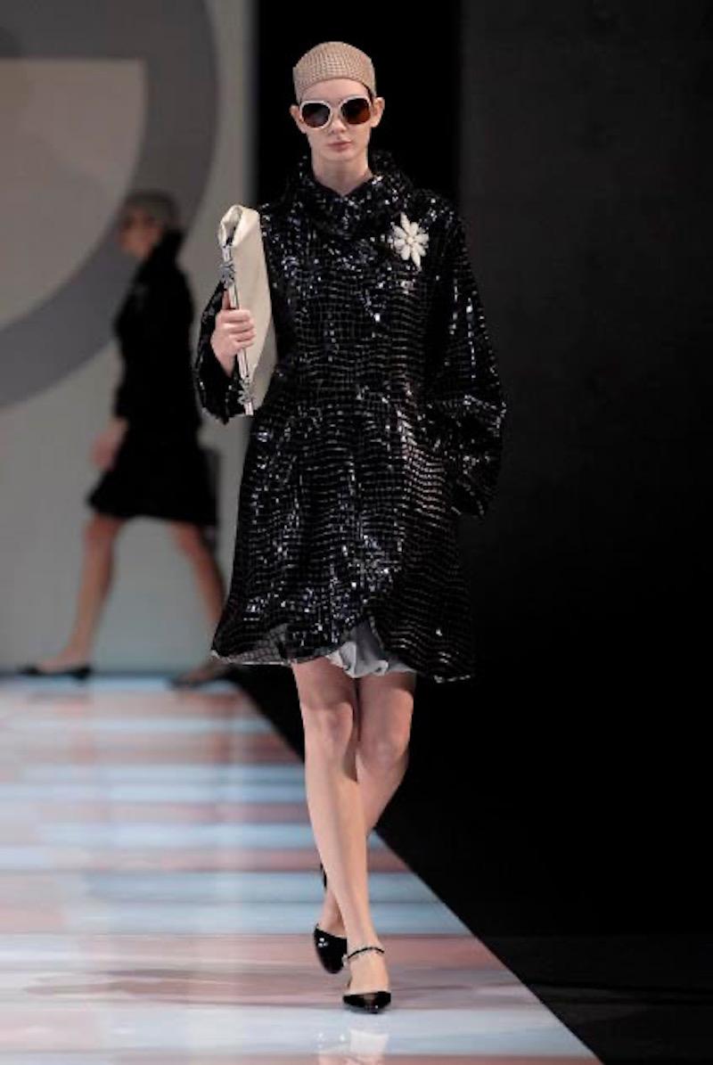 Giorgio Armani F/W 2007 Runway Croc Print Patent Leather Fur Lined Coat For Sale 8