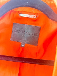 Giorgio Armani Fall 2010 Size 44 / 8 Orange Lambskin Leather Jacket Blazer Italy