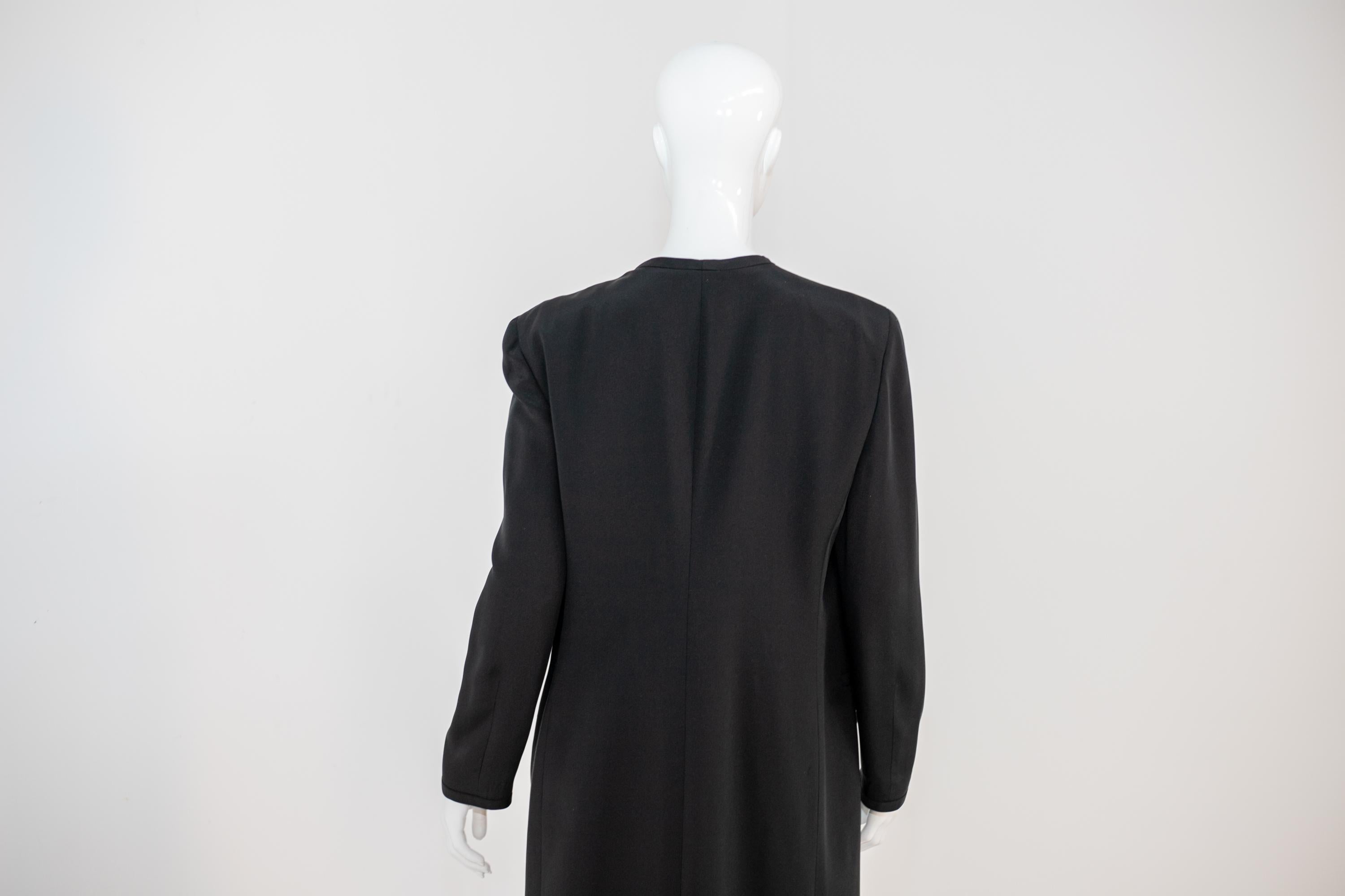 Giorgio Armani Fashion Long Coat in Black Silk For Sale 1