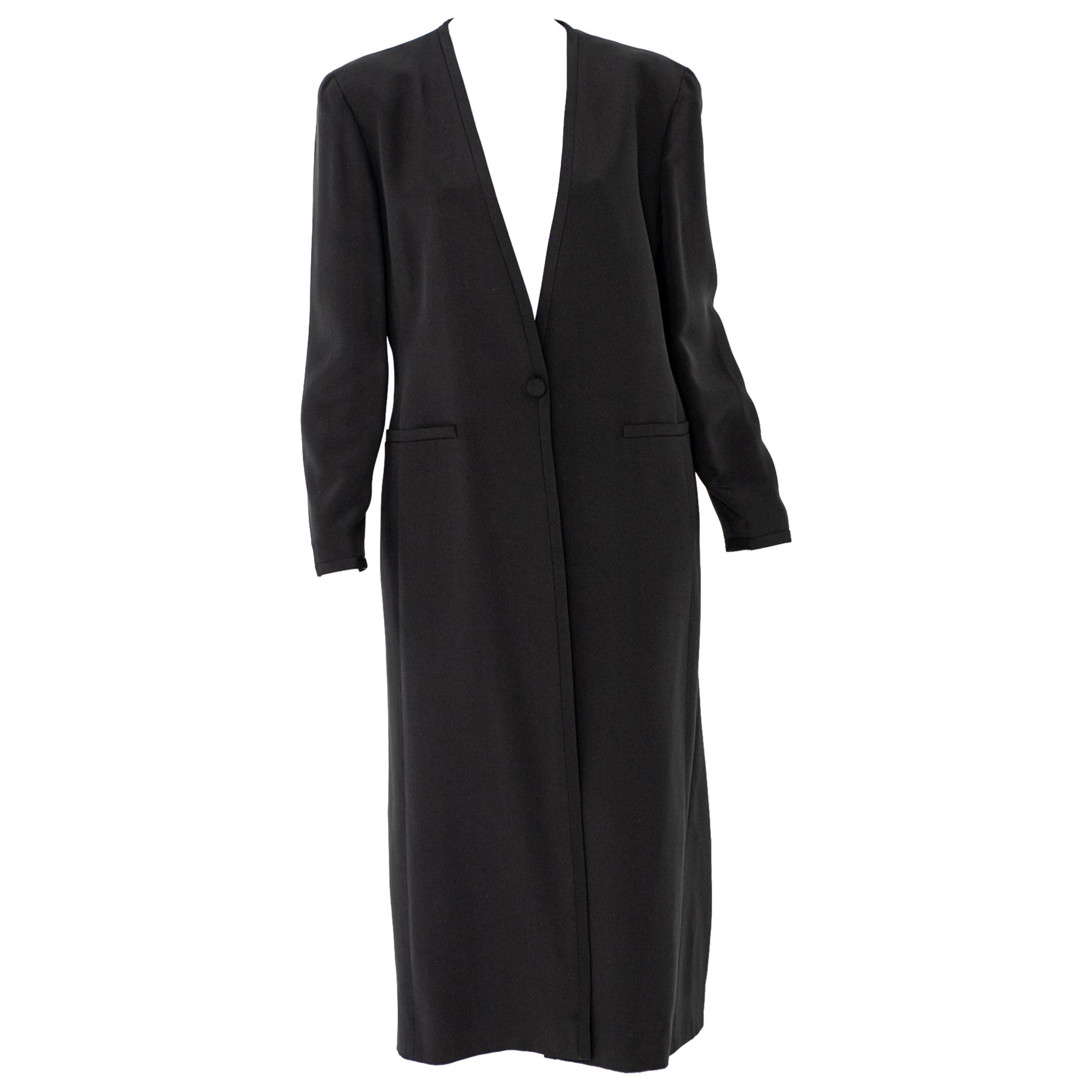Cappotto lungo Giorgio Armani in seta nera