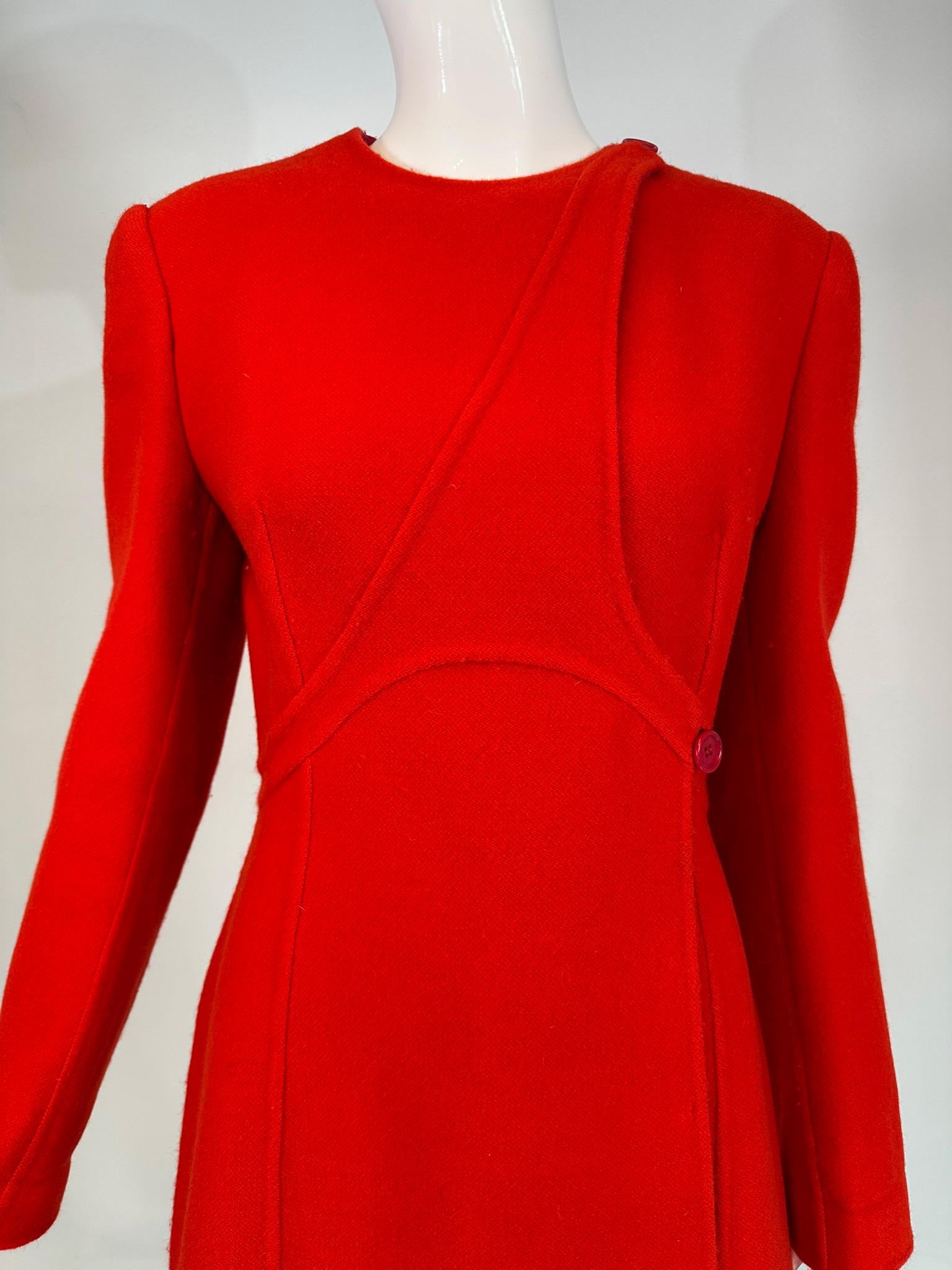 Giorgio Armani Fire Engine Red/Hot Pink Double Face Wool/Cashmere Dress Coat 40 For Sale 9