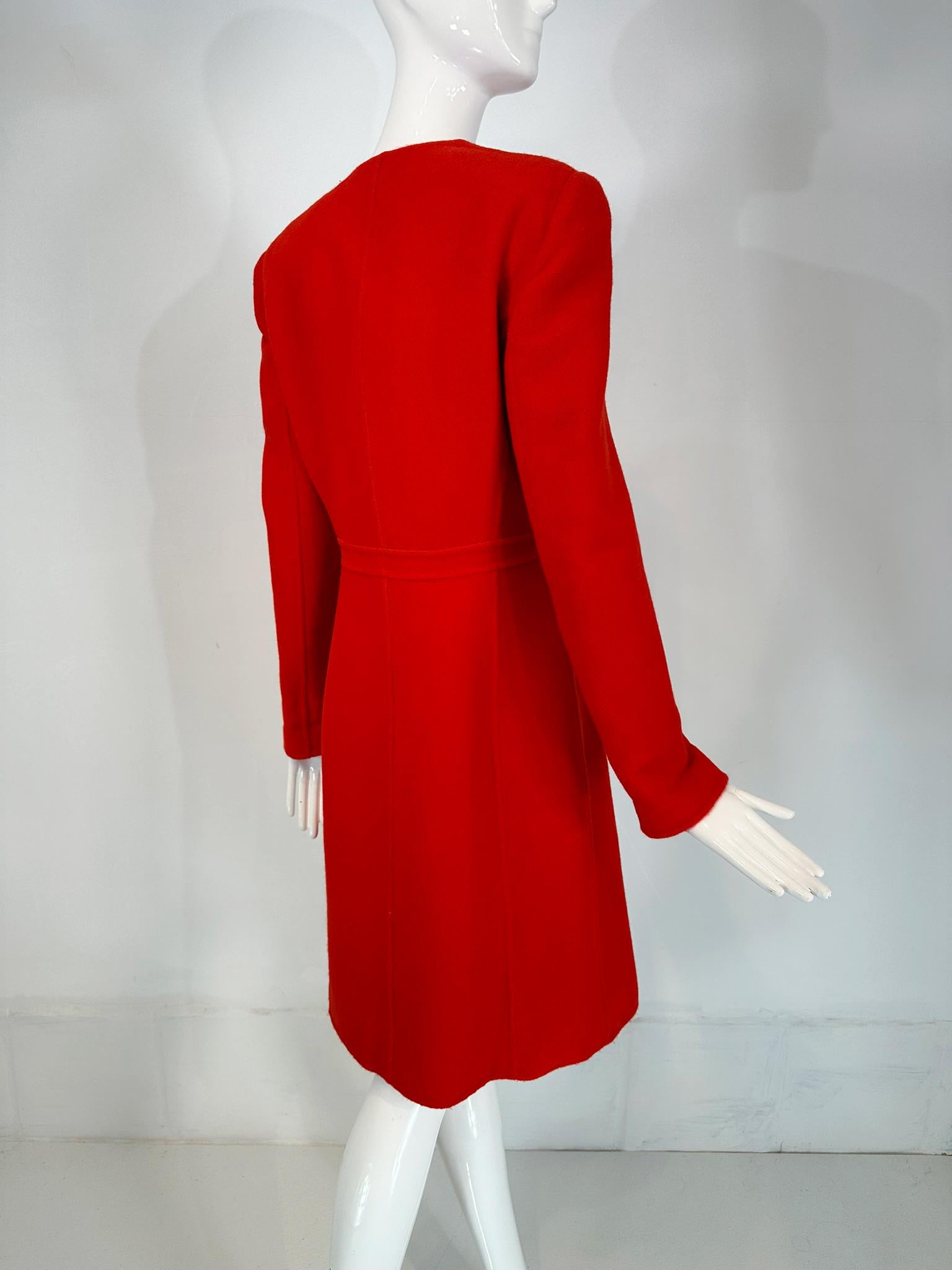 Giorgio Armani Fire Engine Red/Hot Pink Double Face Wool/Cashmere Dress Coat 40 For Sale 1