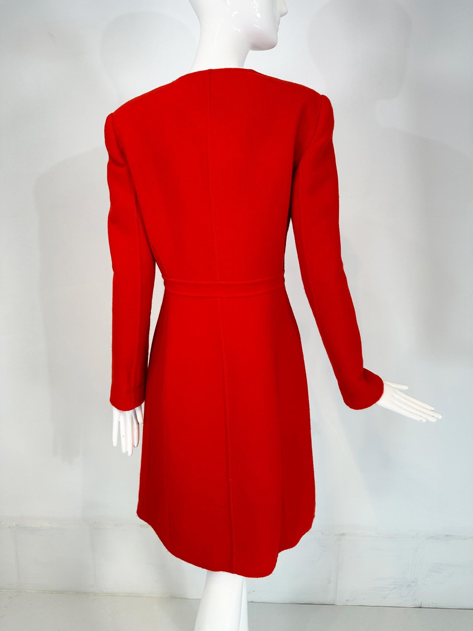 Giorgio Armani Fire Engine Red/Hot Pink Double Face Wool/Cashmere Dress Coat 40 For Sale 2