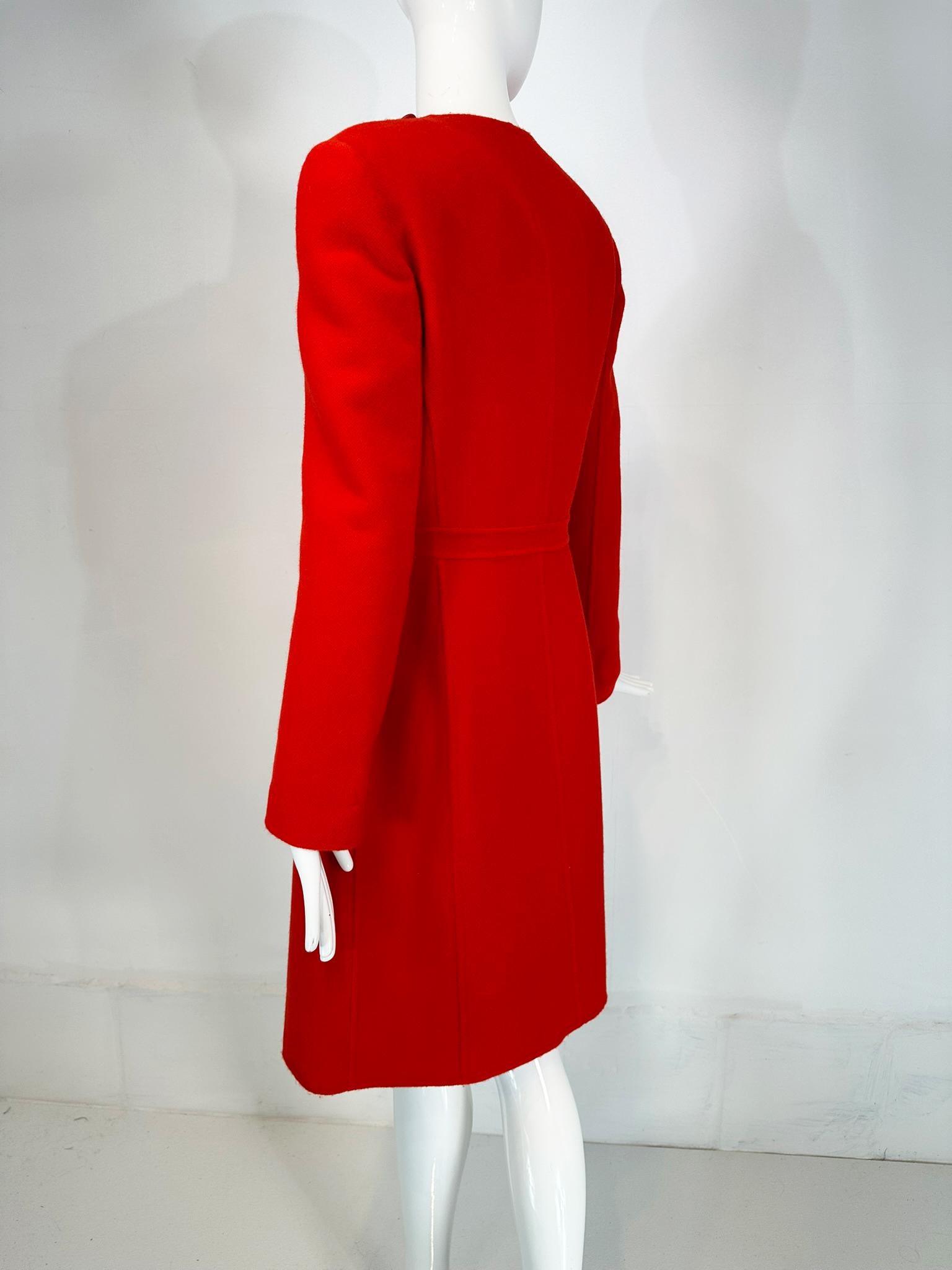 Giorgio Armani Fire Engine Red/Hot Pink Double Face Wool/Cashmere Dress Coat 40 For Sale 4