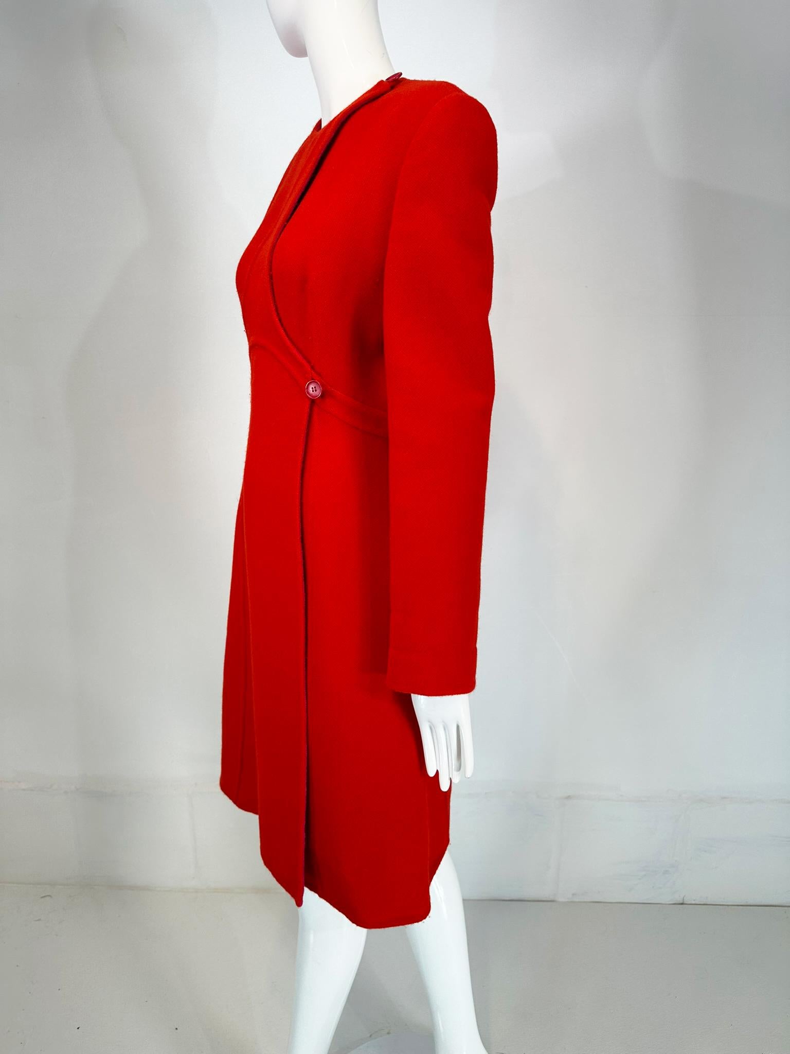 Giorgio Armani Fire Engine Red/Hot Pink Double Face Wool/Cashmere Dress Coat 40 For Sale 5