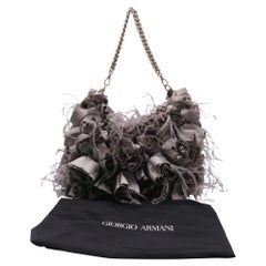 Giorgio Armani Floral-Applique Chain Shoulder Bag in Old Rose Polyester