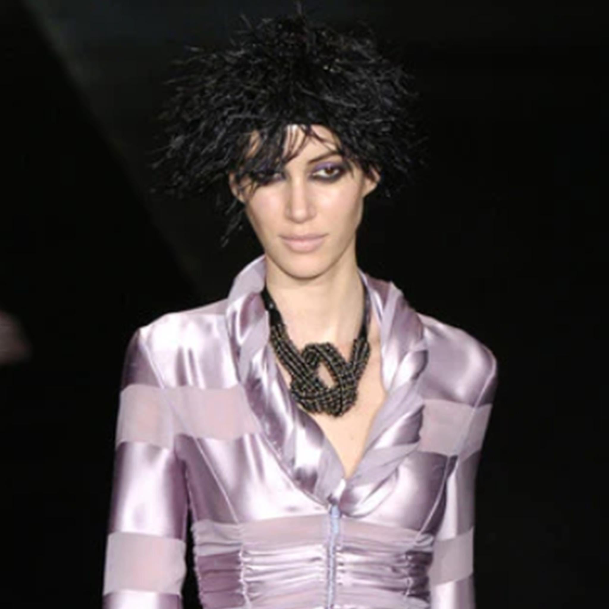 GIORGIO ARMANI FW2004 hat with black feathers and pearls  6
