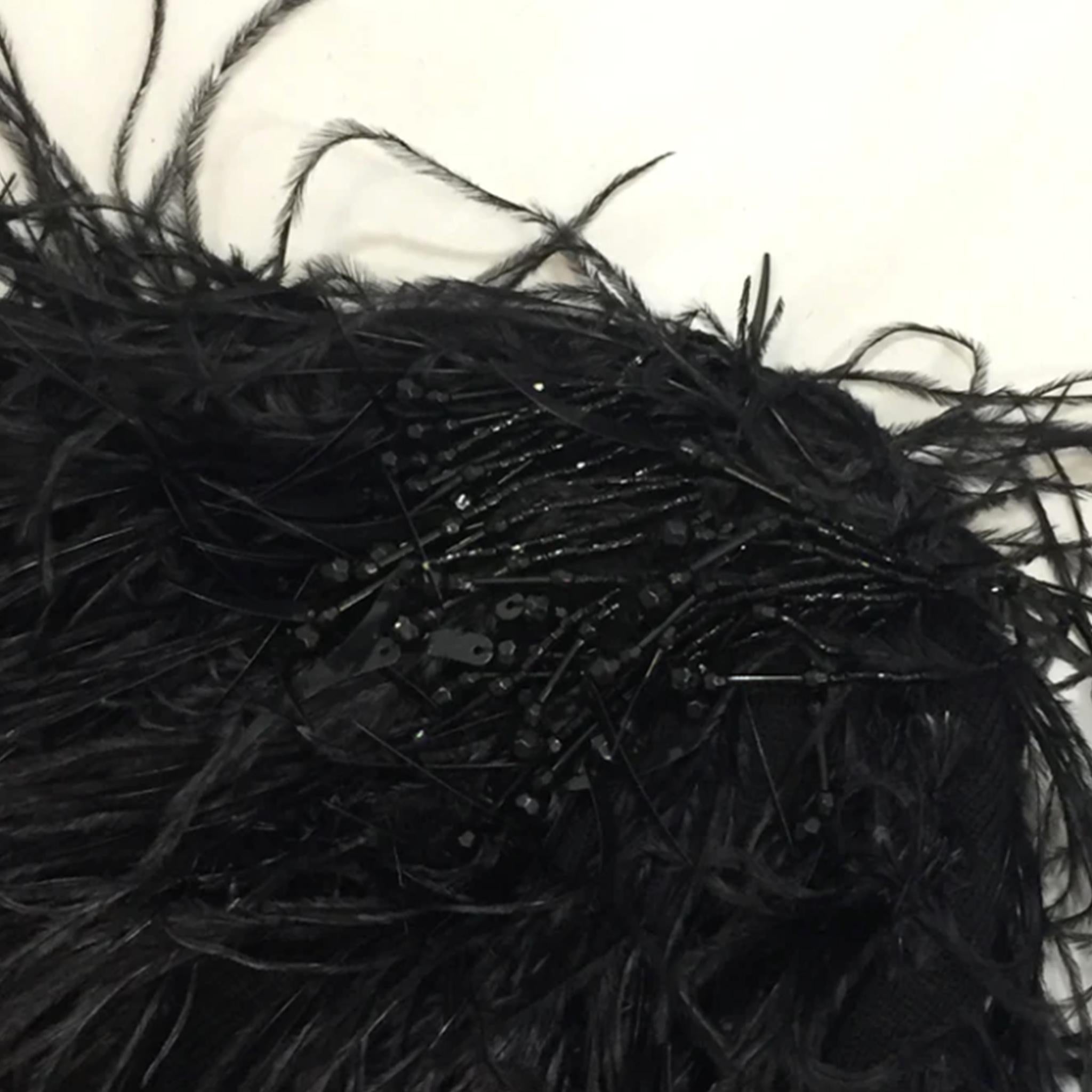 GIORGIO ARMANI FW2004 hat with black feathers and pearls 3