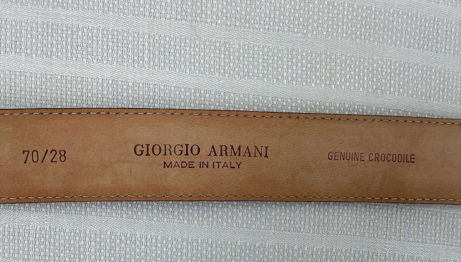 Giorgio Armani Cintura in vero coccodrillo smaltato caramello 70/28 Non indossata in vendita 10