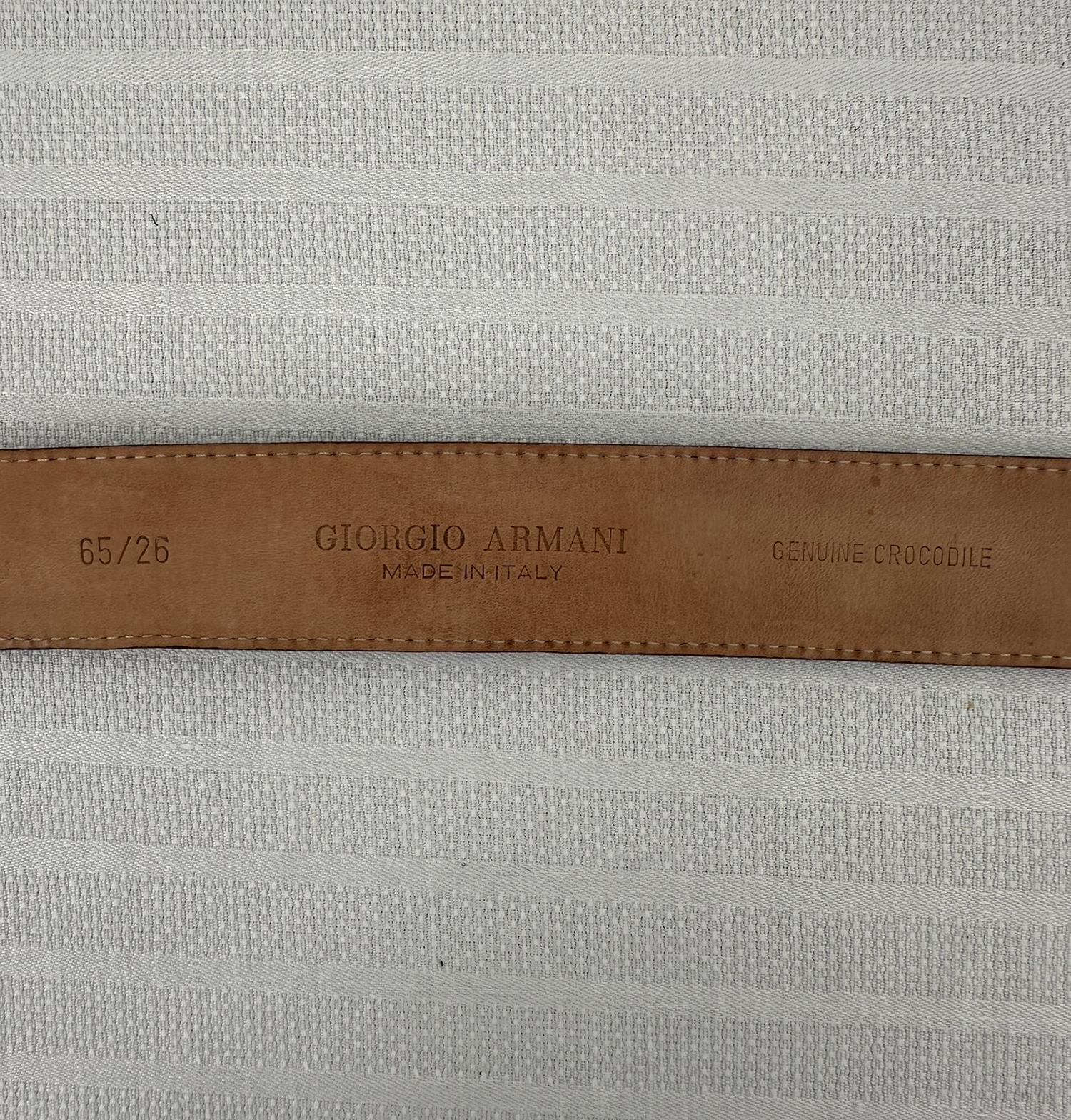 Giorgio Armani Cintura in coccodrillo marrone cioccolato smaltato 65/26 in vendita 6