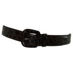 Giorgio Armani Cintura in coccodrillo marrone cioccolato smaltato 65/26
