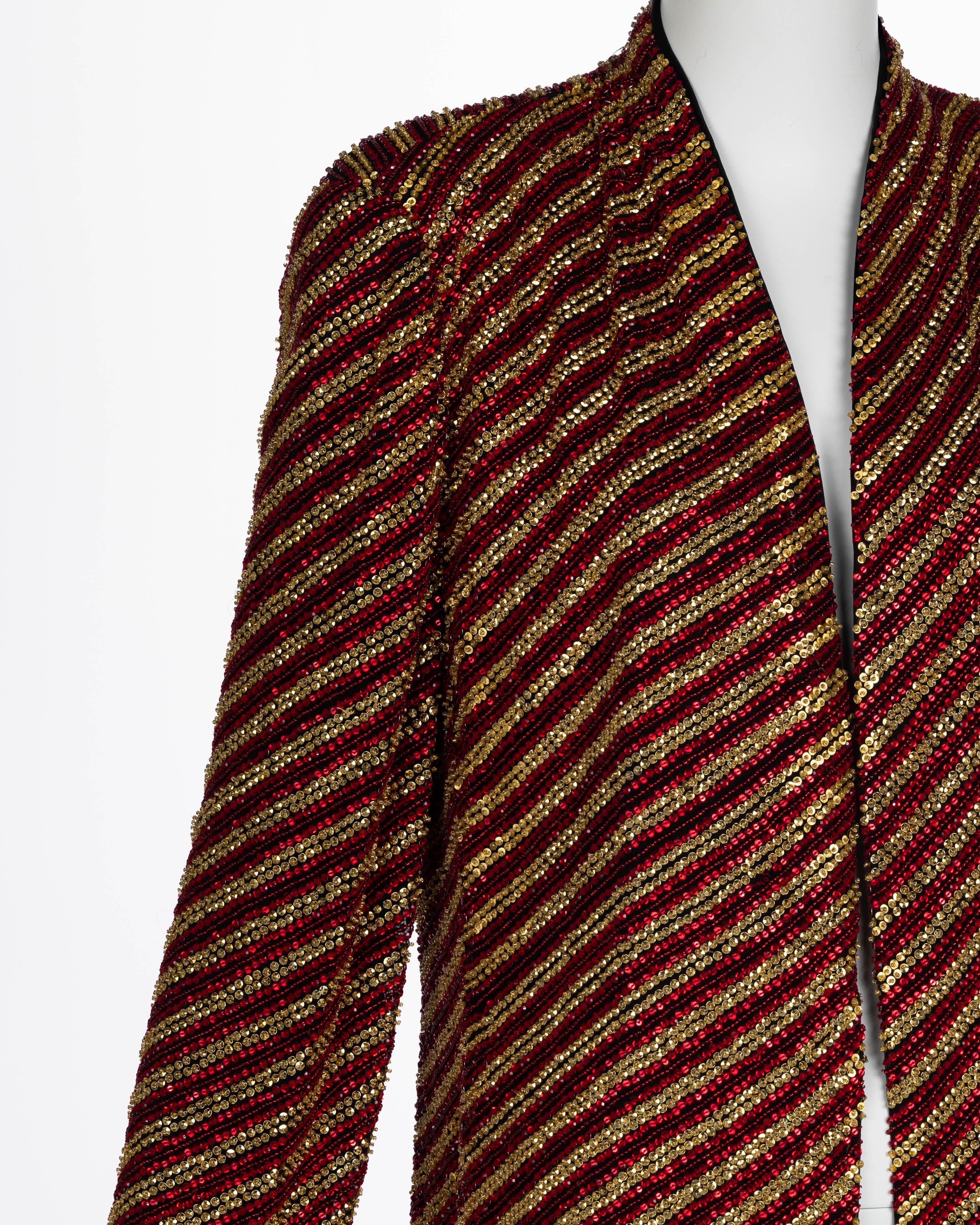 Giorgio Armani Gold and Red Beaded Jacket For Sale 5