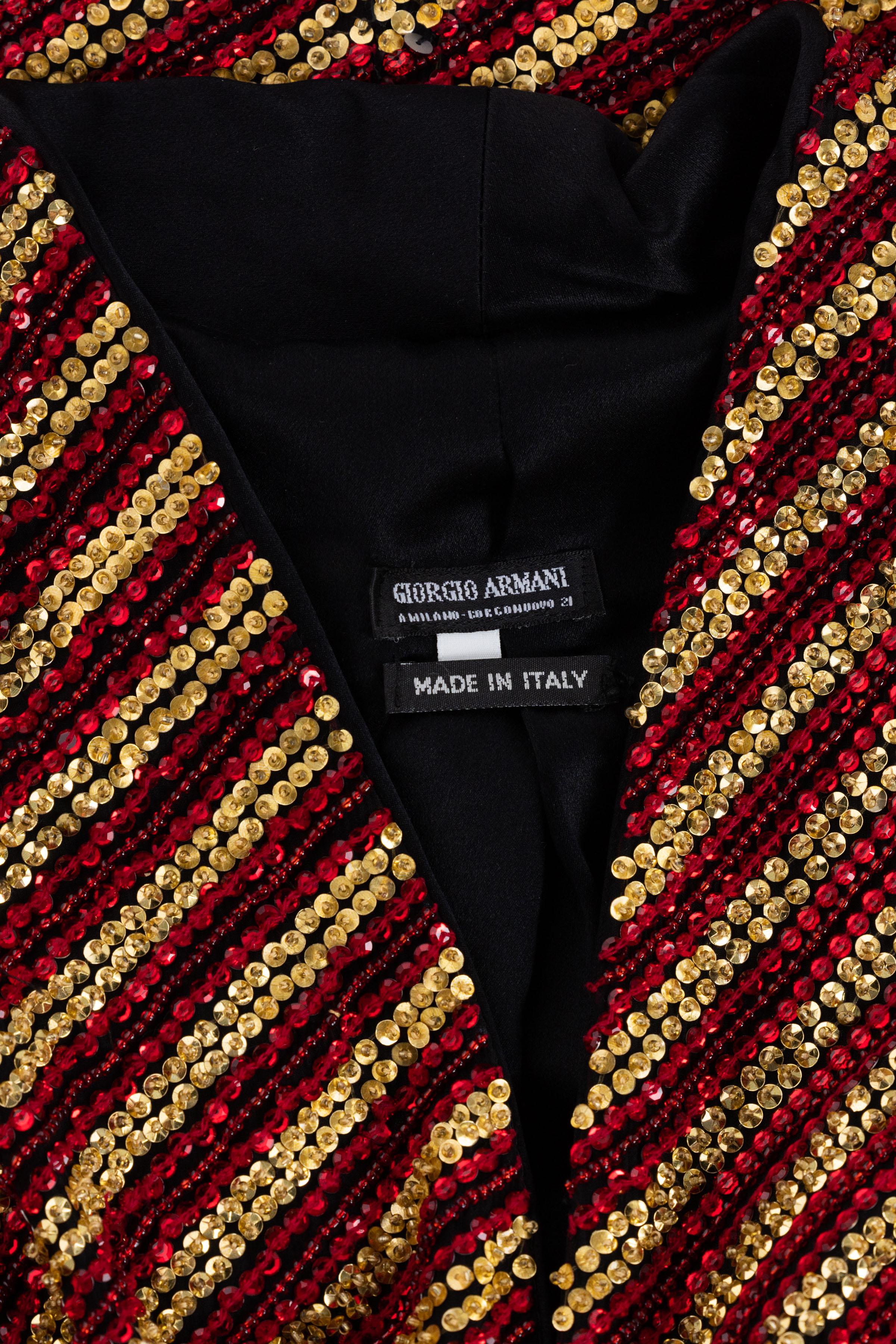 Giorgio Armani Gold and Red Beaded Jacket For Sale 2