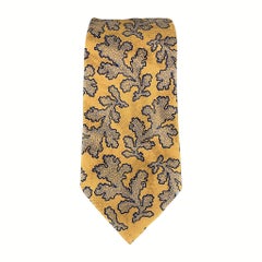 Vintage GIORGIO ARMANI Gold & Blue Print Silk Tie