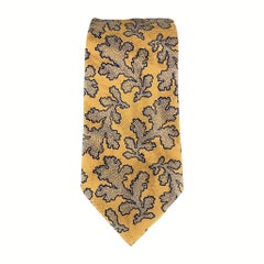 GIORGIO ARMANI Gold & Blue Print Silk Tie