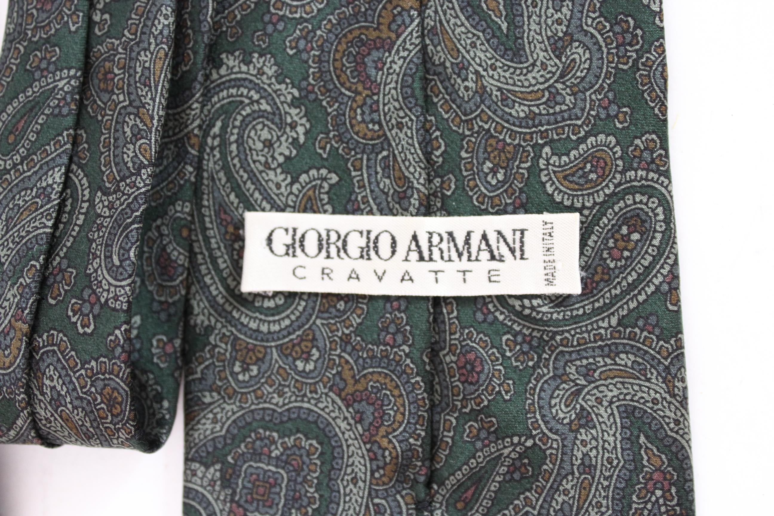 Men's Giorgio Armani Gray Silk Paisley Elegant Classic Tie 
