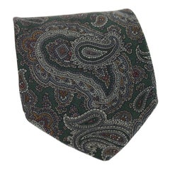 Giorgio Armani Gray Silk Paisley Elegant Classic Tie 