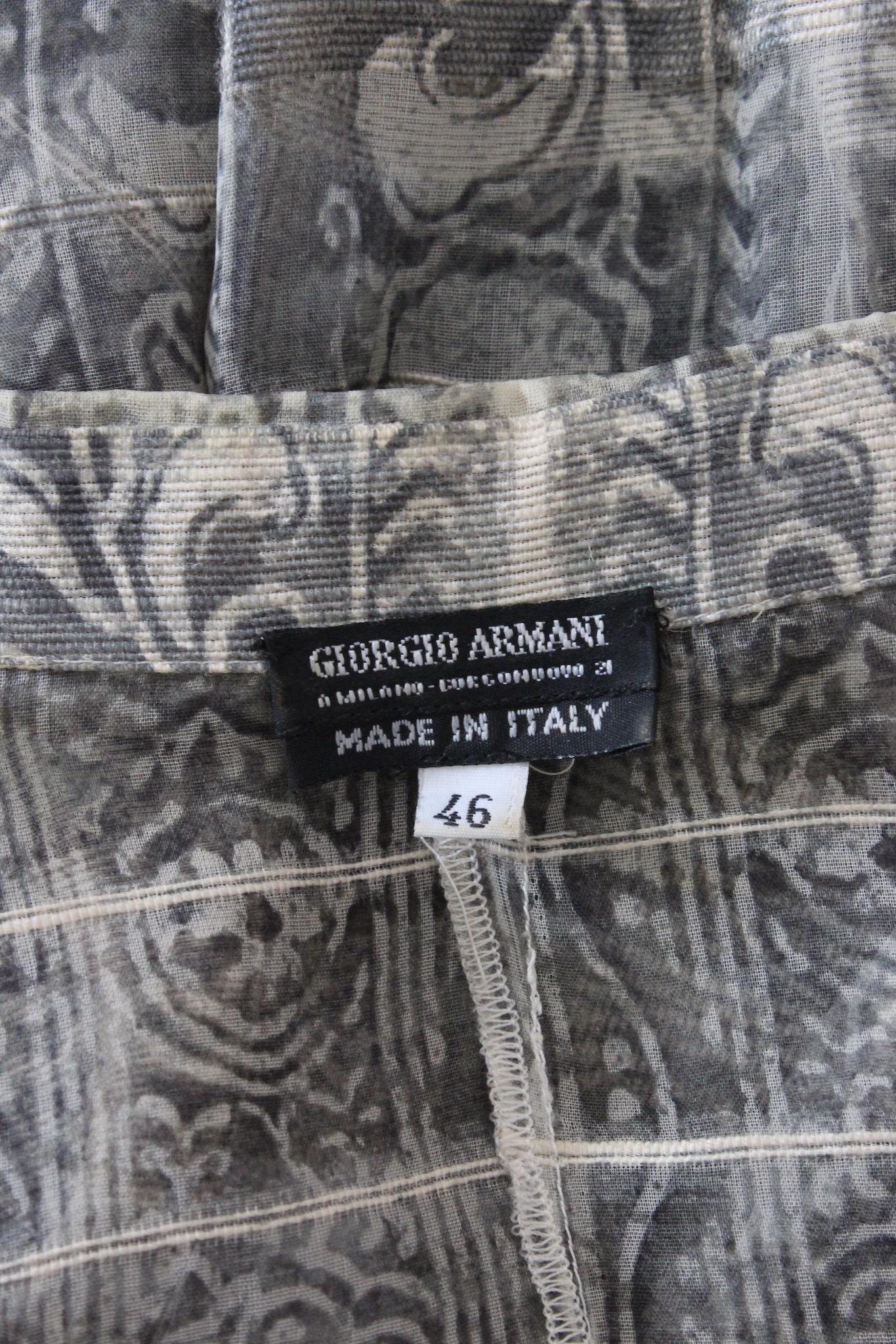 Giorgio Armani Gray Silk Transparent Asymmetrical Floral Vintage Shirt 90s 3