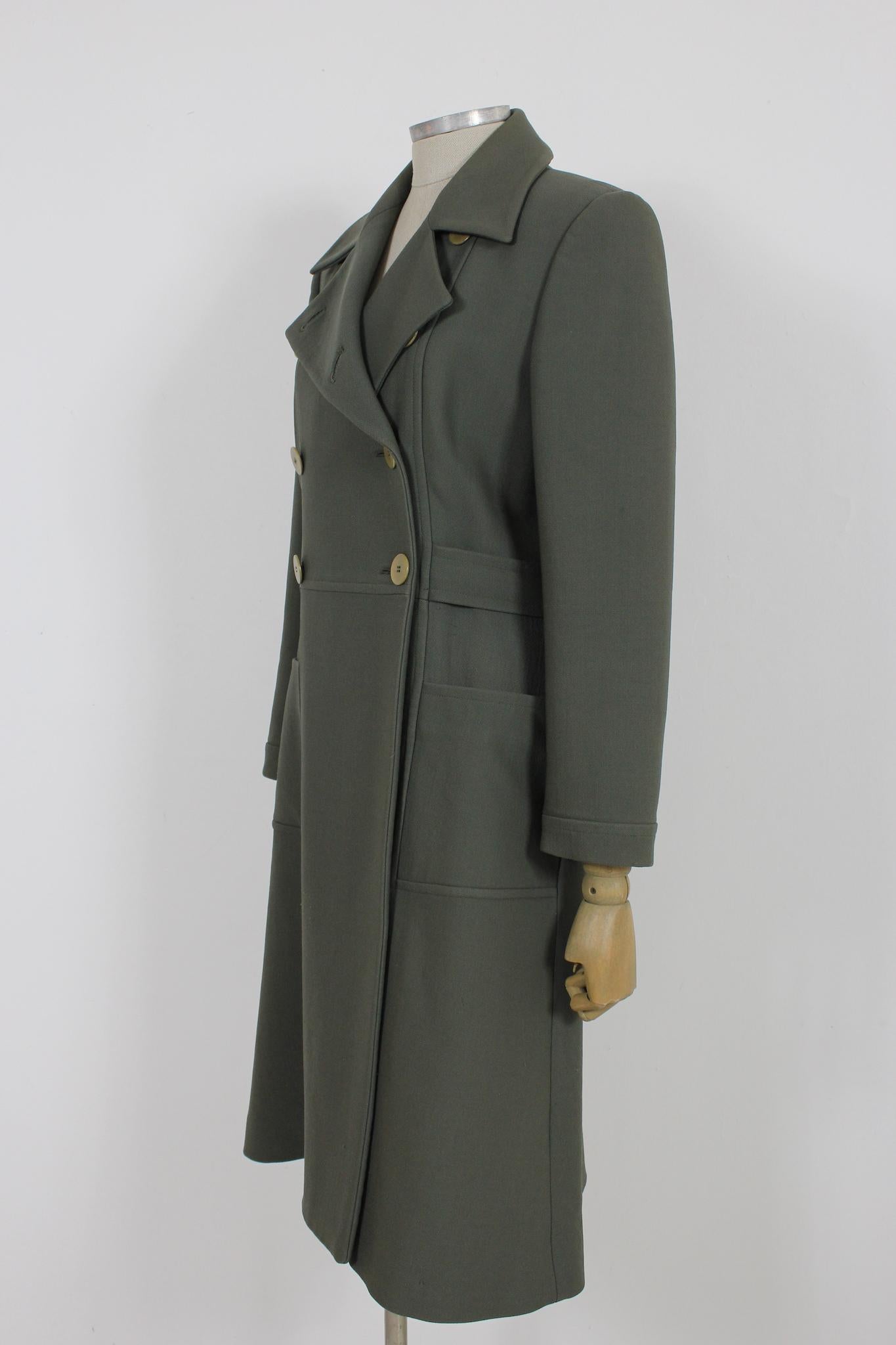 Giorgio Armani Gray Wool Double Breasted Vintage Coat In Excellent Condition For Sale In Brindisi, Bt