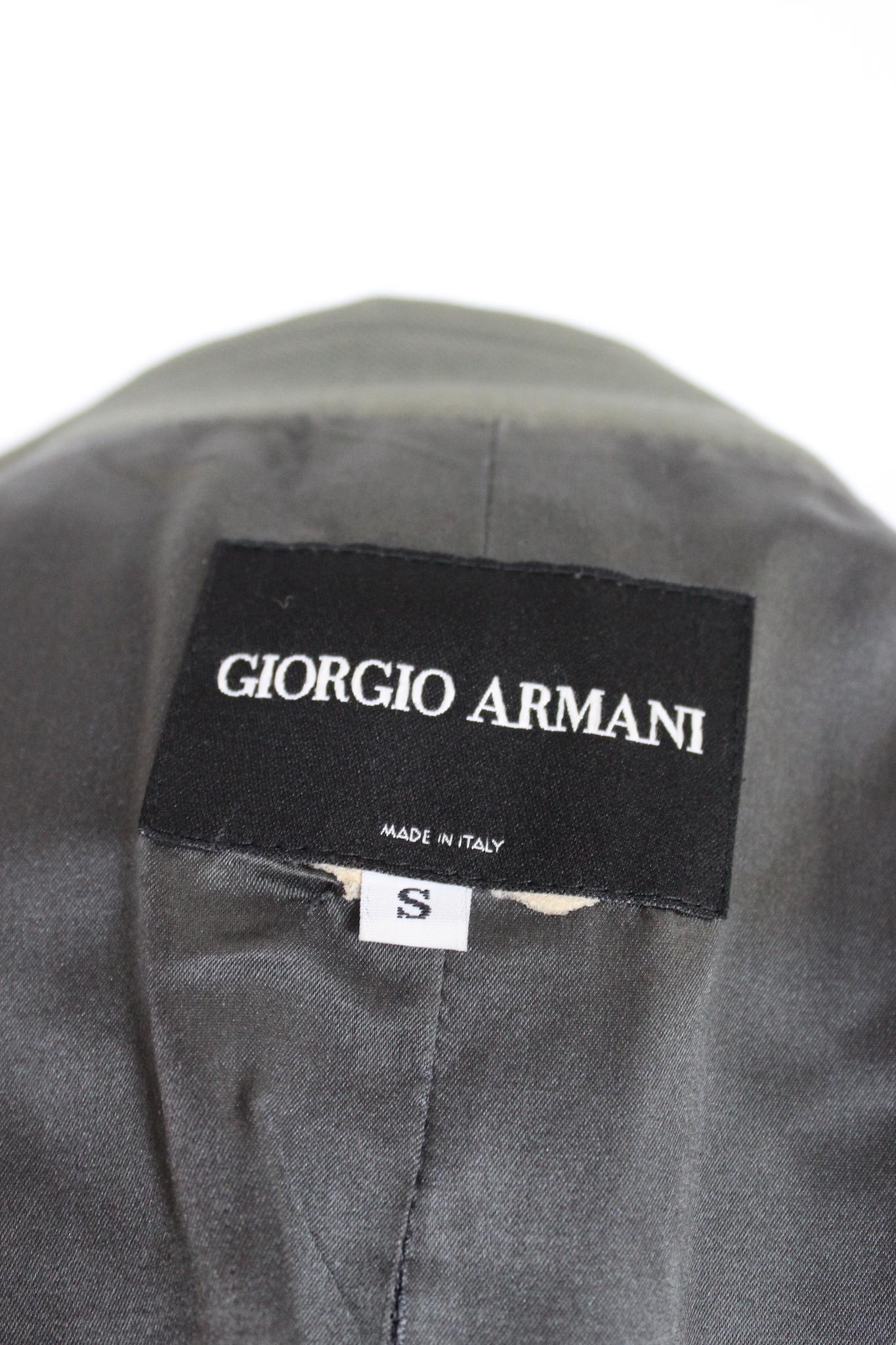 Giorgio Armani Gray Wool Double Breasted Vintage Coat For Sale 1