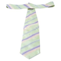 Giorgio Armani Green Contrast Diagonal Striped Traditional Silk Tie
