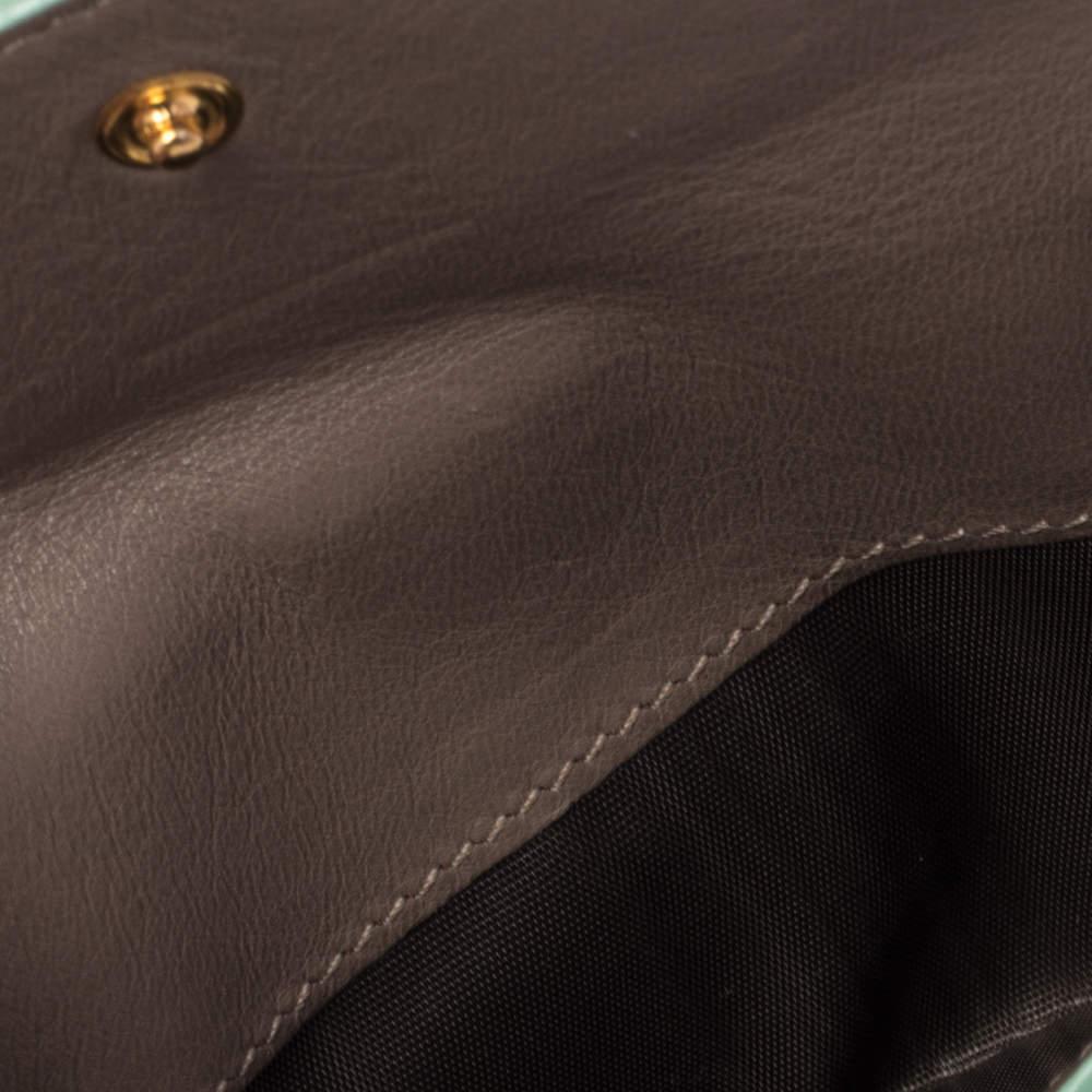 Beige Giorgio Armani Green Leather French Wallet