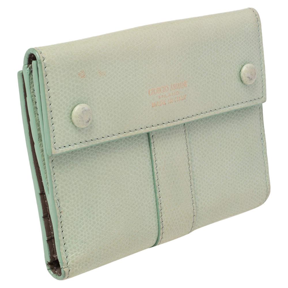 Women's Giorgio Armani Green Leather French Wallet
