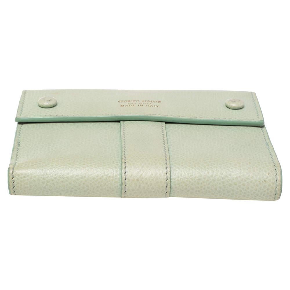 Giorgio Armani Green Leather French Wallet 3