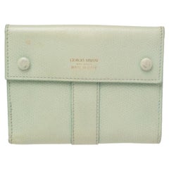 Giorgio Armani Green Leather French Wallet