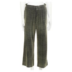 Pantalon court large à taille haute en velours vert, mélange de rayonne, GIORGIO ARMANI, taille IT46 S